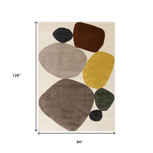 HomeRoots 5' Cream and Brown Geometric Area Rug - Modern, Stain-Resistant Design for Stylish Home Décor 8' X 11' 660250