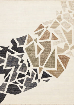 HomeRoots 5' Modern Abstract Area Rug in Cream, Black & Tan - Durable, Stain-Resistant Design for Any Room 8' X 10' 660252