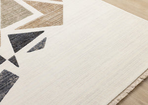 HomeRoots 5' Modern Abstract Area Rug in Cream, Black & Tan - Durable, Stain-Resistant Design for Any Room 8' X 10' 660252
