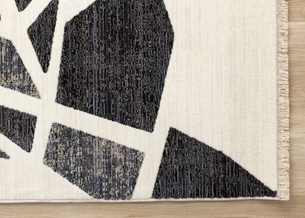 HomeRoots 5' Modern Abstract Area Rug in Cream, Black & Tan - Durable, Stain-Resistant Design for Any Room 8' X 10' 660252