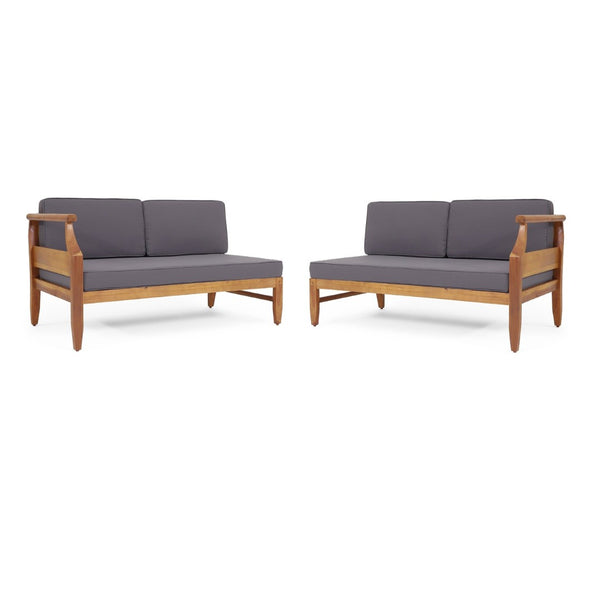 English Elm Aston Acacia Wood Outdoor Sectional Sofa Set with Weather Resistant Slatted Frame N773OS00016G