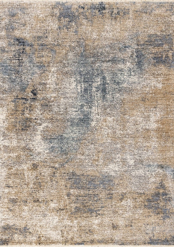 HomeRoots 5' Modern Beige and Blue Abstract Area Rug - Soft, Stain-Resistant, Stylish Design for Any Room 5' X 8' 660253