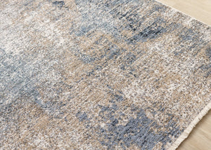 HomeRoots 5' Modern Beige and Blue Abstract Area Rug - Soft, Stain-Resistant, Stylish Design for Any Room 5' X 8' 660253