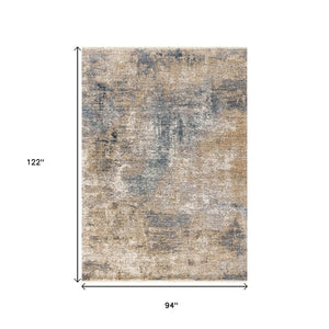 HomeRoots 5' Modern Beige and Blue Abstract Area Rug - Soft, Stain-Resistant, Stylish Design for Any Room 8' X 10' 660254