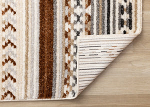 HomeRoots 5' Tribal Area Rug in Cream, Black, and Brown - Durable, Stain-Resistant Carpet for Modern Spaces 5' X 8' 660255