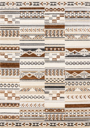 HomeRoots 5' Tribal Area Rug in Cream, Black, and Brown - Durable, Stain-Resistant Carpet for Modern Spaces 8' X 11' 660256