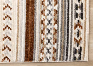 HomeRoots 5' Tribal Area Rug in Cream, Black, and Brown - Durable, Stain-Resistant Carpet for Modern Spaces 8' X 11' 660256