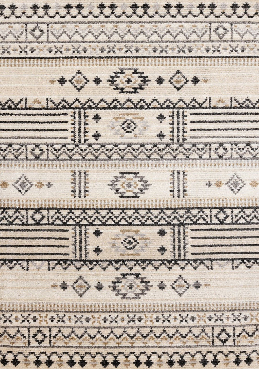 HomeRoots 5' Cream and Black Tribal Area Rug – Durable, Stylish Design for Family Rooms and Play Areas 5' X 8' 660257