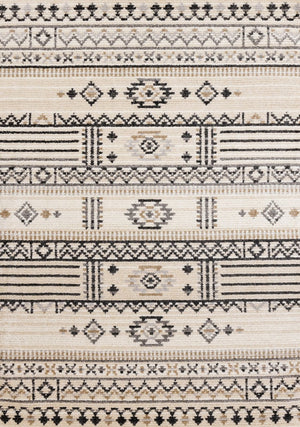 HomeRoots 5' Cream and Black Tribal Area Rug – Durable, Stylish Design for Family Rooms and Play Areas 8' X 11' 660258