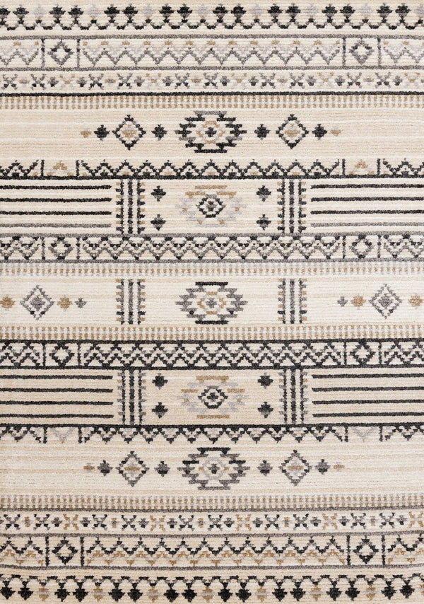 HomeRoots 5' Cream and Black Tribal Area Rug – Durable, Stylish Design for Family Rooms and Play Areas 8' X 11' 660258