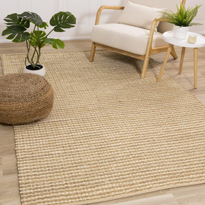HomeRoots 5' Hand Woven Beige Area Rug - Elegant, Durable, Stain-Resistant Design for High-Traffic Homes 8' X 11' 660260
