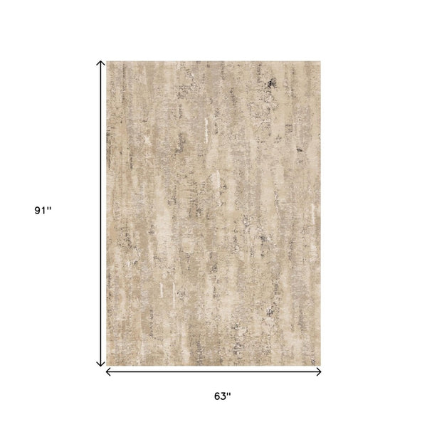 HomeRoots 5' Modern Beige and Black Area Rug - Durable, Stain-Resistant Design for Stylish Home Décor 5' X 8' 660261