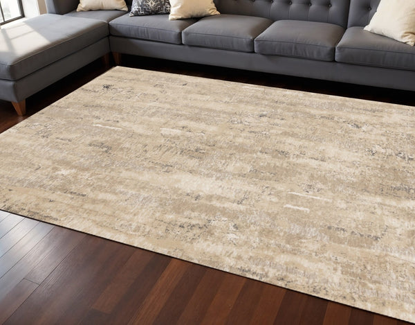 HomeRoots 5' Modern Beige and Black Area Rug - Durable, Stain-Resistant Design for Stylish Home Décor 8' X 11' 660262