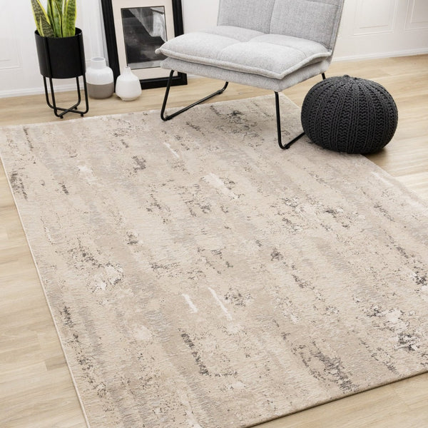 HomeRoots 5' Modern Beige and Black Area Rug - Durable, Stain-Resistant Design for Stylish Home Décor 8' X 11' 660262