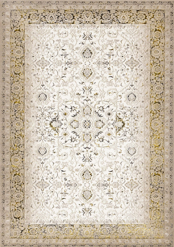 HomeRoots 5' Timeless Cream, Black & Tan Medallion Area Rug – Elegant, Durable Design for Any Home Decor 5' X 8' 660263