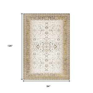 HomeRoots 5' Timeless Cream, Black & Tan Medallion Area Rug – Elegant, Durable Design for Any Home Decor 8' X 11' 660264