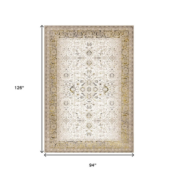 HomeRoots 5' Timeless Cream, Black & Tan Medallion Area Rug – Elegant, Durable Design for Any Home Decor 8' X 11' 660264