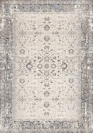 HomeRoots 5' Cream Blue and Gray Medallion Area Rug - Stylish, Durable, Stain Resistant for Any Space 5' X 8' 660265