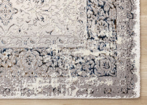 HomeRoots 5' Cream Blue and Gray Medallion Area Rug - Stylish, Durable, Stain Resistant for Any Space 8' X 11' 660266