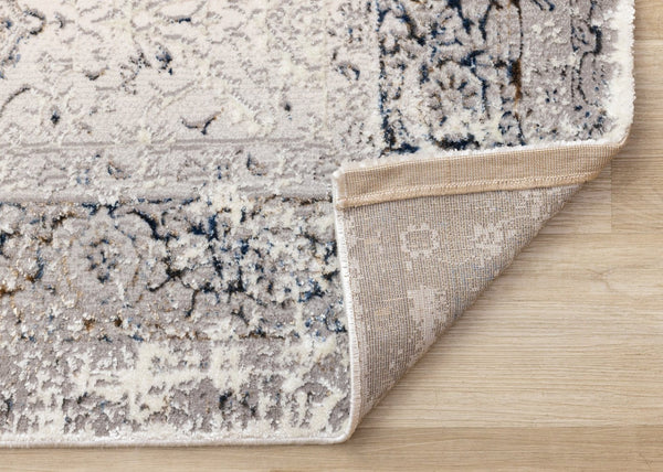 HomeRoots 5' Cream Blue and Gray Medallion Area Rug - Stylish, Durable, Stain Resistant for Any Space 8' X 11' 660266