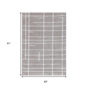 HomeRoots 5' Gray and White Striped Area Rug - Soft, Durable, and Stylish for High-Traffic Spaces in Your Home 5' X 8' 660267