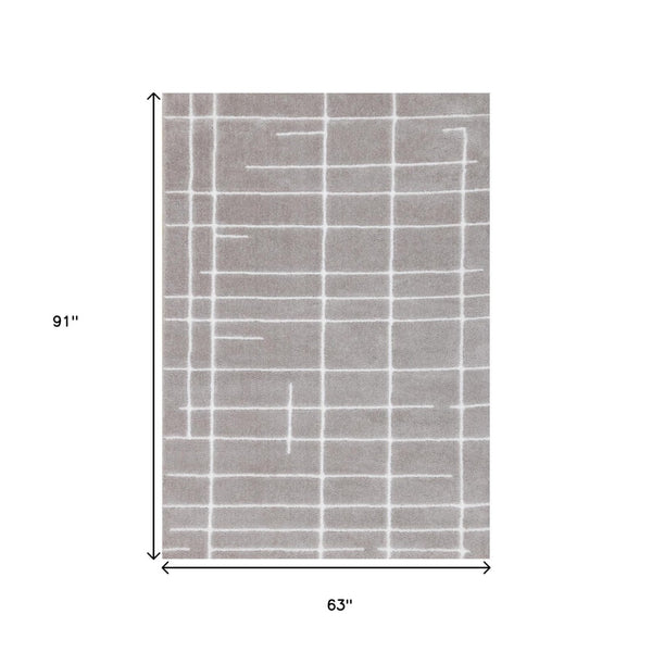 HomeRoots 5' Gray and White Striped Area Rug - Soft, Durable, and Stylish for High-Traffic Spaces in Your Home 5' X 8' 660267