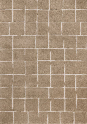 HomeRoots 5' Gray and Taupe Geometric Area Rug - Modern, Soft, and Durable Design for Any Living Space 5' X 8' 660269
