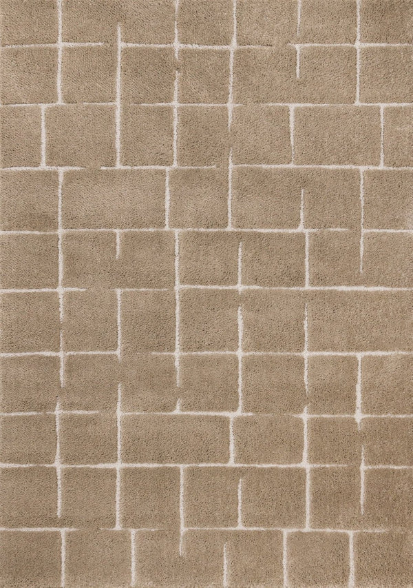 HomeRoots 5' Gray and Taupe Geometric Area Rug - Modern, Soft, and Durable Design for Any Living Space 5' X 8' 660269