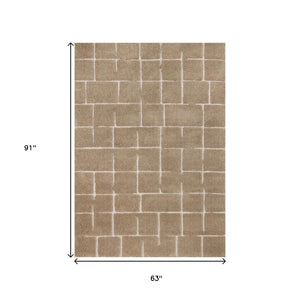 HomeRoots 5' Gray and Taupe Geometric Area Rug - Modern, Soft, and Durable Design for Any Living Space 5' X 8' 660269