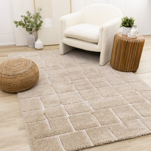 HomeRoots 5' Gray and Taupe Geometric Area Rug - Modern, Soft, and Durable Design for Any Living Space 5' X 8' 660269