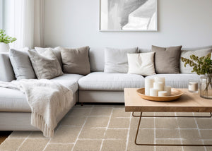 HomeRoots 5' Gray and Taupe Geometric Area Rug - Modern, Soft, and Durable Design for Any Living Space 5' X 8' 660269
