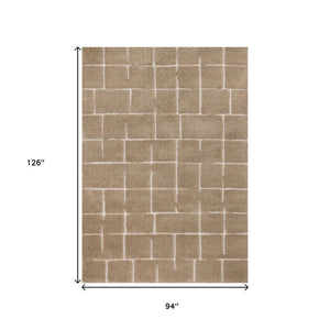 HomeRoots 5' Gray and Taupe Geometric Area Rug - Modern, Soft, and Durable Design for Any Living Space 8' X 11' 660270