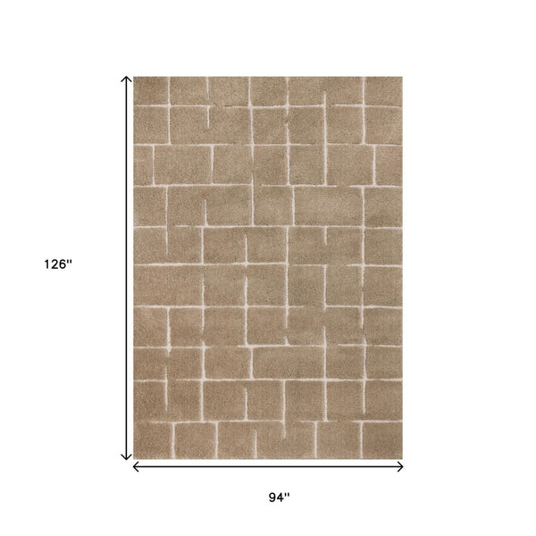 HomeRoots 5' Gray and Taupe Geometric Area Rug - Modern, Soft, and Durable Design for Any Living Space 8' X 11' 660270
