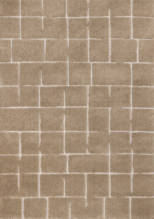 HomeRoots 5' Gray and Taupe Geometric Area Rug - Modern, Soft, and Durable Design for Any Living Space 8' X 11' 660270
