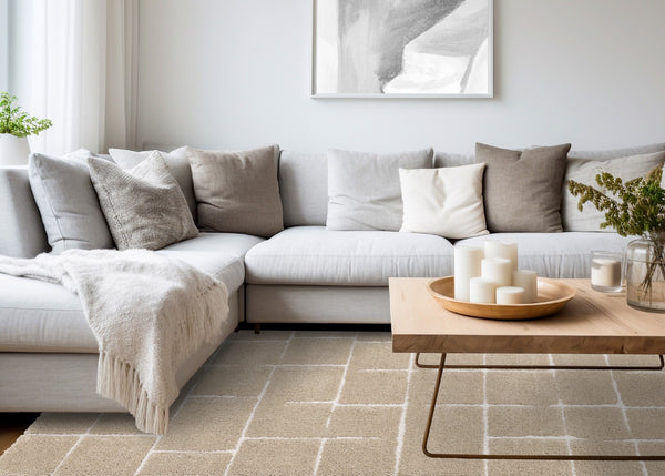 HomeRoots 5' Gray and Taupe Geometric Area Rug - Modern, Soft, and Durable Design for Any Living Space 8' X 11' 660270