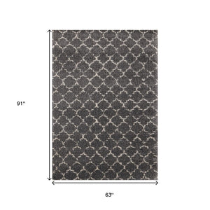 HomeRoots 5' Gray and Cream Ogee Area Rug – Stylish, Durable, Stain-Resistant, Perfect for Modern Living Spaces 5' X 8' 660271