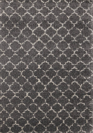 HomeRoots 5' Gray and Cream Ogee Area Rug – Stylish, Durable, Stain-Resistant, Perfect for Modern Living Spaces 5' X 8' 660271