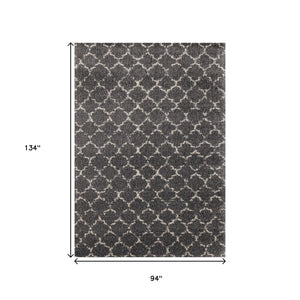 HomeRoots 5' Gray and Cream Ogee Area Rug – Stylish, Durable, Stain-Resistant, Perfect for Modern Living Spaces 8' X 11' 660272