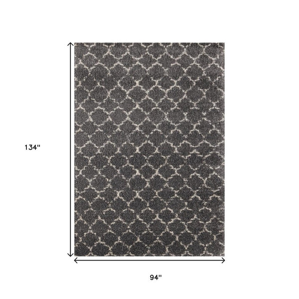 HomeRoots 5' Gray and Cream Ogee Area Rug – Stylish, Durable, Stain-Resistant, Perfect for Modern Living Spaces 8' X 11' 660272