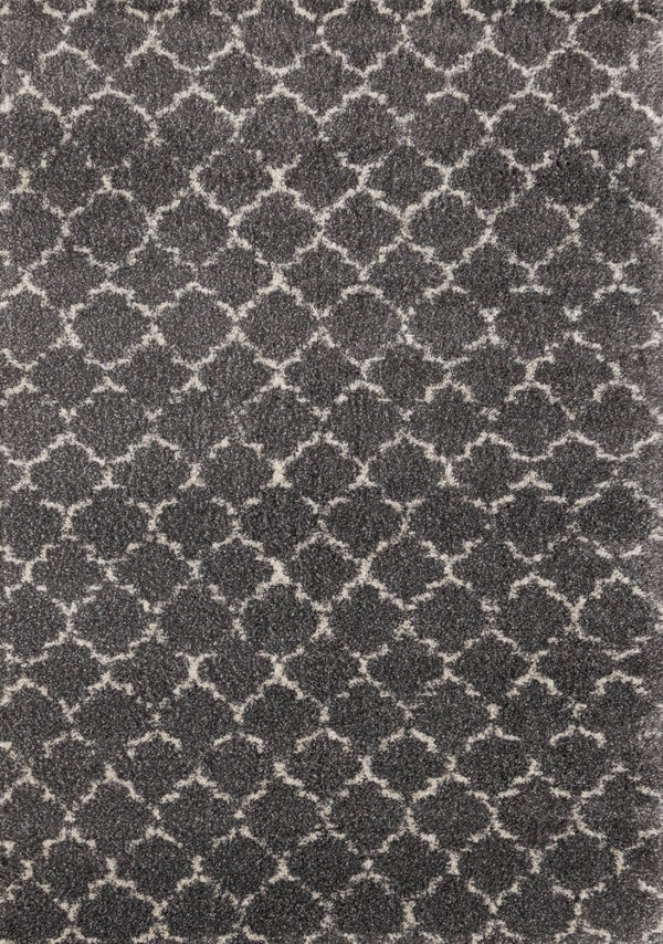 HomeRoots 5' Gray and Cream Ogee Area Rug – Stylish, Durable, Stain-Resistant, Perfect for Modern Living Spaces 8' X 11' 660272