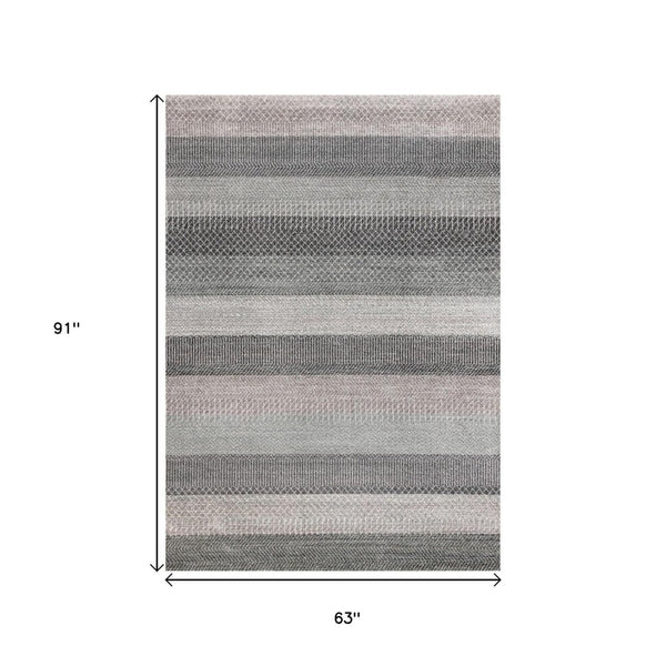 HomeRoots 5' Gray and Taupe Geometric Area Rug - Modern, Durable, and Stain-Resistant for Stylish Living Spaces 5' X 8' 660273