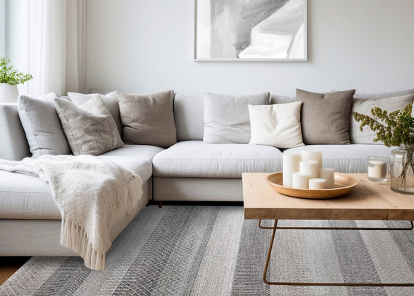 HomeRoots 5' Gray and Taupe Geometric Area Rug - Modern, Durable, and Stain-Resistant for Stylish Living Spaces 5' X 8' 660273