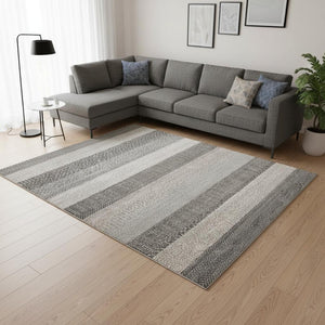 HomeRoots 5' Gray and Taupe Geometric Area Rug - Modern, Durable, and Stain-Resistant for Stylish Living Spaces 8' X 11' 660274