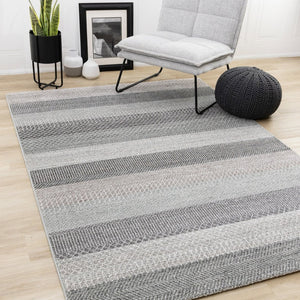 HomeRoots 5' Gray and Taupe Geometric Area Rug - Modern, Durable, and Stain-Resistant for Stylish Living Spaces 8' X 11' 660274