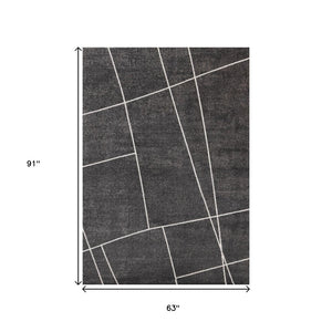 HomeRoots 5' Gray and White Abstract Area Rug - Soft, Stain-Resistant Design for Modern Living Spaces 5' X 8' 660275