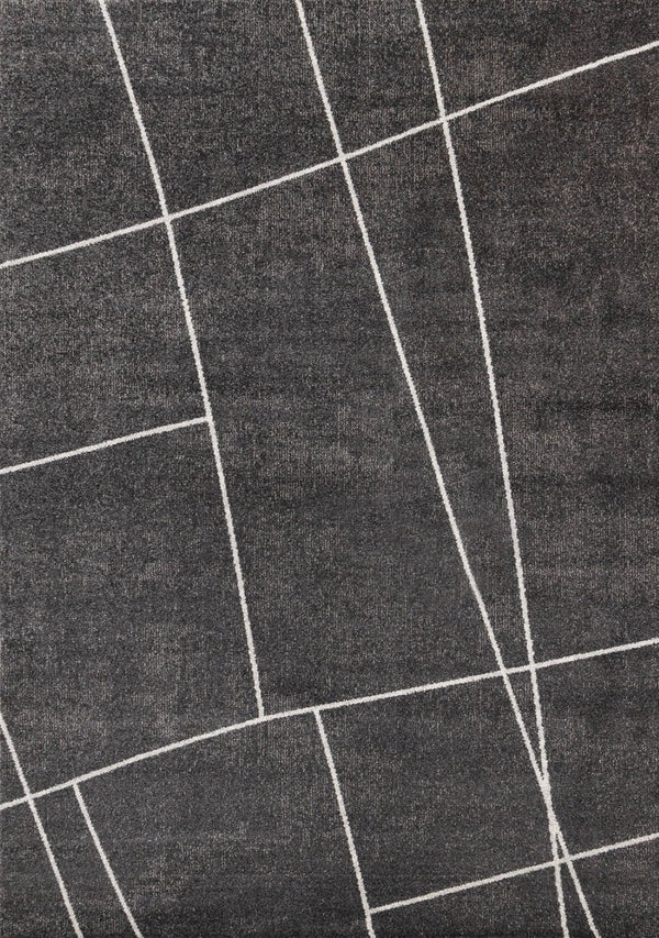 HomeRoots 5' Gray and White Abstract Area Rug - Soft, Stain-Resistant Design for Modern Living Spaces 5' X 8' 660275