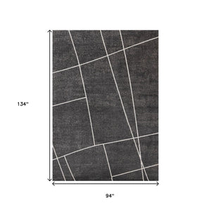 HomeRoots 5' Gray and White Abstract Area Rug - Soft, Stain-Resistant Design for Modern Living Spaces 8' X 11' 660276