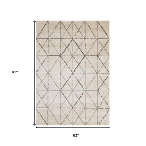HomeRoots 5' Cream and Gray Tribal Area Rug – Soft, Durable Design for Modern Living Spaces and Families 5' X 8' 660277