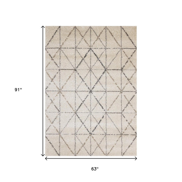 HomeRoots 5' Cream and Gray Tribal Area Rug – Soft, Durable Design for Modern Living Spaces and Families 5' X 8' 660277