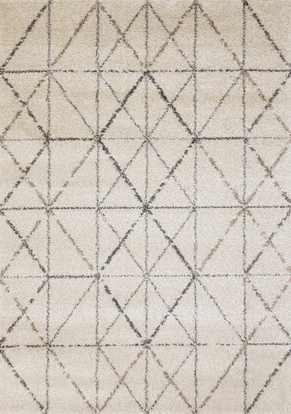 HomeRoots 5' Cream and Gray Tribal Area Rug – Soft, Durable Design for Modern Living Spaces and Families 8' X 11' 660278
